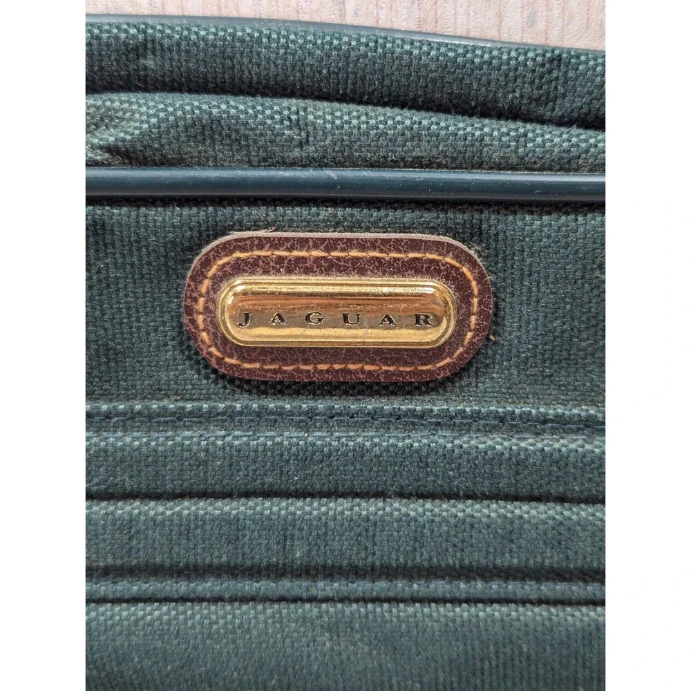 Vintage JAGUAR Travel Bag Carry On Shoulder Strap Luggage Zipper Green